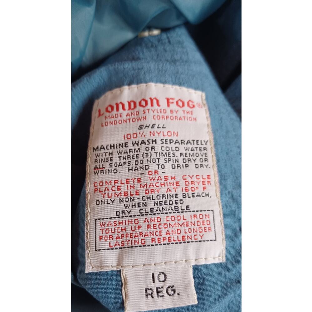 VTG London Fog Teal Blue Trench Coat Women's Size 10 Regular, Longline Raincoat - Picture 8 of 8